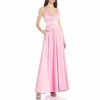Hot Sale 😍 B. Darlin V-Neck Lace-Up-Back Satin Dull Charmeuse Long Ball Gown Petal Pink 🛒