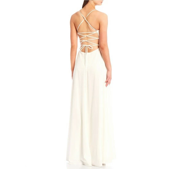 Budget βοΈ B. Darlin Sleeveless Lace-Up Back Pocketed Ball Gown White π 4 Budget βοΈ B. Darlin Sleeveless Lace-Up Back Pocketed Ball Gown White π - Image 2
