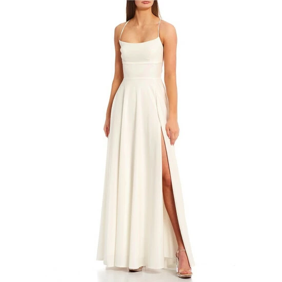 Budget βοΈ B. Darlin Sleeveless Lace-Up Back Pocketed Ball Gown White π 5 Budget βοΈ B. Darlin Sleeveless Lace-Up Back Pocketed Ball Gown White π - Image 3