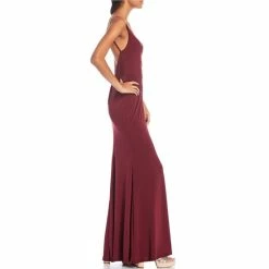 Outlet ⭐ B. Darlin V-Neck Knot-Back Sheath Long 👗 Dress Burgundy ❤️ -B. Darlin shop unnamed file 1049