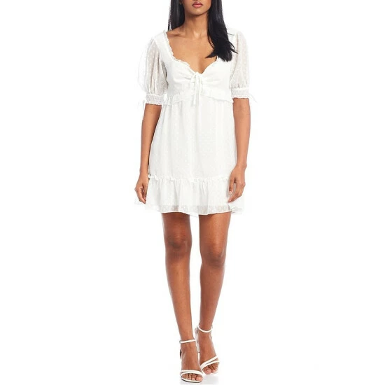 Coupon 😀 B. Darlin Puffed-Sleeve Sweetheart-Tie-Neck Clip-Dot Chiffon Ruffle Trim 👗 Dress Deep Blue 😀 5 Coupon 😀 B. Darlin Puffed-Sleeve Sweetheart-Tie-Neck Clip-Dot Chiffon Ruffle Trim 👗 Dress Deep Blue 😀 - Image 3