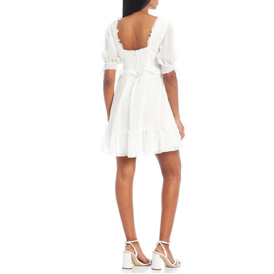 Coupon 😀 B. Darlin Puffed-Sleeve Sweetheart-Tie-Neck Clip-Dot Chiffon Ruffle Trim 👗 Dress Deep Blue 😀 6 Coupon 😀 B. Darlin Puffed-Sleeve Sweetheart-Tie-Neck Clip-Dot Chiffon Ruffle Trim 👗 Dress Deep Blue 😀 - Image 4