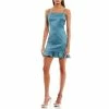 Best Pirce ✔️ B. Darlin Spaghetti-Strap Square Neck Ruffle Hem Satin 👗 Dress Vint Blue 🛒
