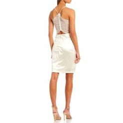 Best deal 😍 B. Darlin Spaghetti Strap V-Neck Lace-Bralette-Back Satin Midi 👗 Dress Ivory 😍 -B. Darlin shop unnamed file 1277