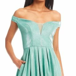 Flash Sale 👍 B. Darlin Off-The-Shoulder Sweetheart Neck Sherri Shine Shimmer Ball Gown Mint 😀 -B. Darlin shop unnamed file 1287