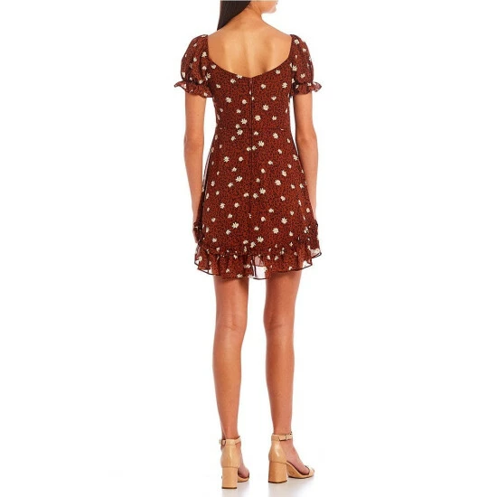 Best deal π B. Darlin Puff-Sleeve Floral Print V-Neck Tie-Front Flounce Hem π Dress Cinnamon π₯° 4 Best deal π B. Darlin Puff-Sleeve Floral Print V-Neck Tie-Front Flounce Hem π Dress Cinnamon π₯° - Image 2