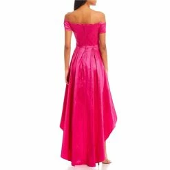 Buy 🎉 B. Darlin Off-The-Shoulder Scalloped Satin Taffeta High-Low Long 👗 Dress Fuschia 😍 -B. Darlin shop unnamed file 1318