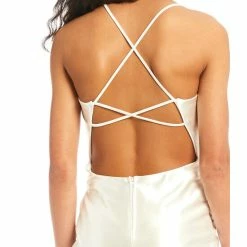 Hot Sale 🌟 B. Darlin Spaghetti-Strap X-Back Ruffle Tulip-Hem Heavy Satin Sheath 👗 Dress Off White 🎉 -B. Darlin shop unnamed file 1415