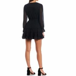 Wholesale ✔️ B. Darlin Long-Sleeve Metallic-Clip-Dot Fit And Flare 👗 Dress Black ✔️ -B. Darlin shop unnamed file 147