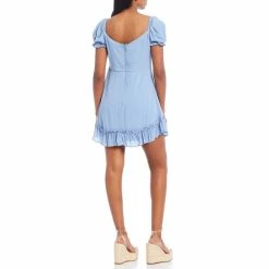 Best reviews of ✨ B. Darlin Puff-Sleeve V-Neck Tie-Front Flounce Hem 👗 Dress Blue 🔔 -B. Darlin shop unnamed file 1515