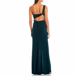 Promo 🔔 B. Darlin One-Shoulder Exposed Back Slit Hem Long 👗 Dress Black ✨ -B. Darlin shop unnamed file 152