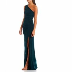 Promo 🔔 B. Darlin One-Shoulder Exposed Back Slit Hem Long 👗 Dress Black ✨ -B. Darlin shop unnamed file 153