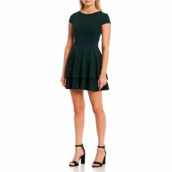 Best deal 🎉 B. Darlin Cap Sleeve Jewel Neck Fit-And-Flare 👗 Dress Hunter ❤️ -B. Darlin shop unnamed file 17