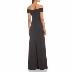 Deals 😍 B. Darlin Off-The-Shoulder Sweetheart Neck High-Slit Hem Scuba Crepe Slim 👗 Dress Black 🤩 -B. Darlin shop unnamed file 182