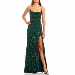 Brand new ⭐ B. Darlin Cowlneck Sequin-Embellished High Slit Hem Ball Gown Copper/copper ✔️ -B. Darlin shop unnamed file 2