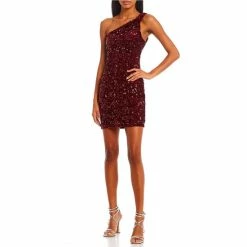 Best reviews of ✔️ B. Darlin One Shoulder Knot Velvet Embroidered Sequin Pullover 👗 Dress Burgundy ⭐ -B. Darlin shop unnamed file 20
