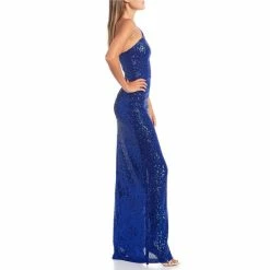Coupon 😍 B. Darlin One Shoulder Side Slit Hem Sequin Long 👗 Dress Royal ❤️ -B. Darlin shop unnamed file 201