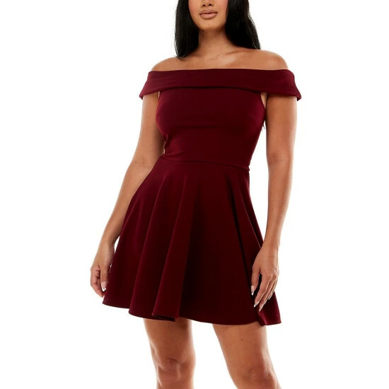 Cheapest 🔔 B. Darlin Off The Shoulder Cap Sleeve Fit-and-Flare 👗 Dress Ivory 🤩 3 Cheapest 🔔 B. Darlin Off The Shoulder Cap Sleeve Fit-and-Flare 👗 Dress Ivory 🤩