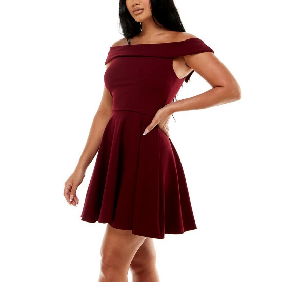 Cheapest 🔔 B. Darlin Off The Shoulder Cap Sleeve Fit-and-Flare 👗 Dress Ivory 🤩 5 Cheapest 🔔 B. Darlin Off The Shoulder Cap Sleeve Fit-and-Flare 👗 Dress Ivory 🤩 - Image 3