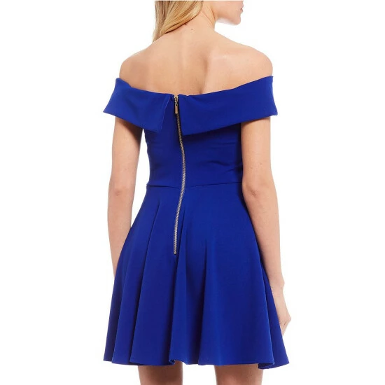 Cheapest 🔔 B. Darlin Off The Shoulder Cap Sleeve Fit-and-Flare 👗 Dress Ivory 🤩 9 Cheapest 🔔 B. Darlin Off The Shoulder Cap Sleeve Fit-and-Flare 👗 Dress Ivory 🤩 - Image 7