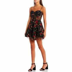 Brand new 🌟 B. Darlin Floral-Embroidered Mesh Fit And Flare 👗 Dress White/white 😍 -B. Darlin shop unnamed file 254