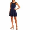Cheapest ⌛ B. Darlin High Neck Double Strap Fit-And-Flare 👗 Dress Navy ✔️ -B. Darlin shop unnamed file 258
