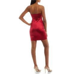 Flash Sale 🤩 B. Darlin Sleeveless Cowlneck Bungee Spaghetti Strap Shiny Stretch Sheath 👗 Dress Elect Blue ❤️ -B. Darlin shop unnamed file 283