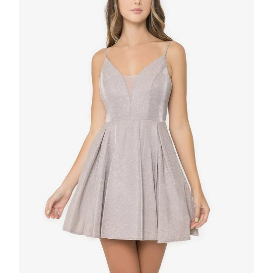 Hot Sale โ B. Darlin Sleeveless Metallic Shine Fit-And-Flare ๐ Dress Rose โ๏ธ 5 Hot Sale โ B. Darlin Sleeveless Metallic Shine Fit-And-Flare ๐ Dress Rose โ๏ธ - Image 3