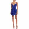Budget 🎁 B. Darlin Spaghetti Strap V-Neck Bubble Crepe Faux Wrap 👗 Dress Electric Blue 👍 -B. Darlin shop unnamed file 307