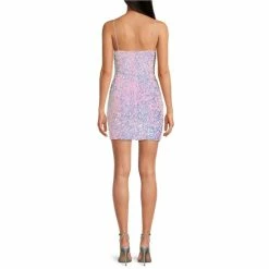 Buy 🤩 B. Darlin Spaghetti-Strap Scoop-Neck Sequined Velvet Knit Bodycon 👗 Dress Pink 👍 -B. Darlin shop unnamed file 313