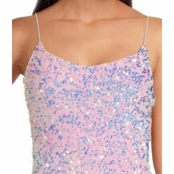 Buy 🤩 B. Darlin Spaghetti-Strap Scoop-Neck Sequined Velvet Knit Bodycon 👗 Dress Pink 👍 -B. Darlin shop unnamed file 314