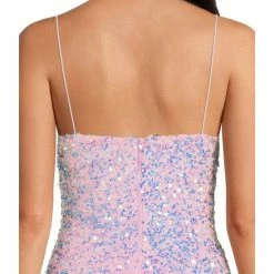 Buy 🤩 B. Darlin Spaghetti-Strap Scoop-Neck Sequined Velvet Knit Bodycon 👗 Dress Pink 👍 -B. Darlin shop unnamed file 315