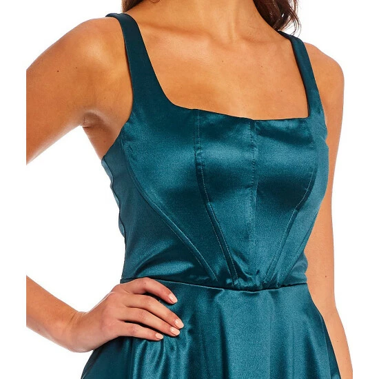 Cheap ๐ B. Darlin Satin Corset Bodice Party ๐ Dress Teal โ 6 Cheap ๐ B. Darlin Satin Corset Bodice Party ๐ Dress Teal โ - Image 4