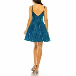 Flash Sale 😀 B. Darlin Spaghetti Strap V-Neck Banded Waist Glitter Party 👗 Dress Lilac/silver 🤩 -B. Darlin shop unnamed file 347