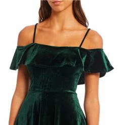 Cheapest 😀 B. Darlin Off-The-Shoulder Velvet Double Hem 👗 Dress Hunter 🎉 -B. Darlin shop unnamed file 364