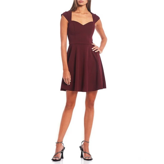 Cheapest โค๏ธ B. Darlin Cap-Sleeve Sweetheart-Neck A-Line ๐ Dress Dark Garnet ๐ 3 Cheapest โค๏ธ B. Darlin Cap-Sleeve Sweetheart-Neck A-Line ๐ Dress Dark Garnet ๐