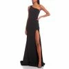 Cheap 😉 B. Darlin One-Shoulder High-Slit-Hem Scuba Crepe Train Ball Gown Black 👍