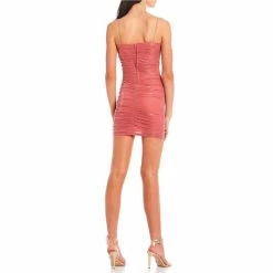 Deals 🔔 B. Darlin Sleeveless Metallic Lurex Mesh Ruched Bodycon 👗 Dress Rose 🌟 -B. Darlin shop unnamed file 470