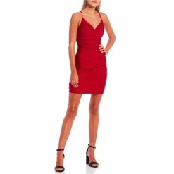 Best reviews of ⌛ B. Darlin V-Neck Cross Back Strap Shiny Knit 👗 Dress Cranberry 🛒