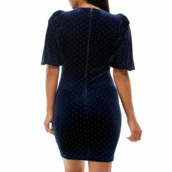 Coupon 🔥 B. Darlin Round Neck Puff Sleeve Dew-Drop Velvet 👗 Dress Navy/silver ✨ -B. Darlin shop unnamed file 521