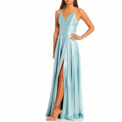 Wholesale 💯 B. Darlin Spaghetti Strap V-Neck Side Slit Satin Long 👗 Dress Azarine 🛒 -B. Darlin shop unnamed file 526