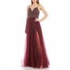 Wholesale 👍 B. Darlin Sleeveless Mini Dot Printed Bra Bodice To Full Tulle 👗 Skirt Ball Gown Burgundy 🤩