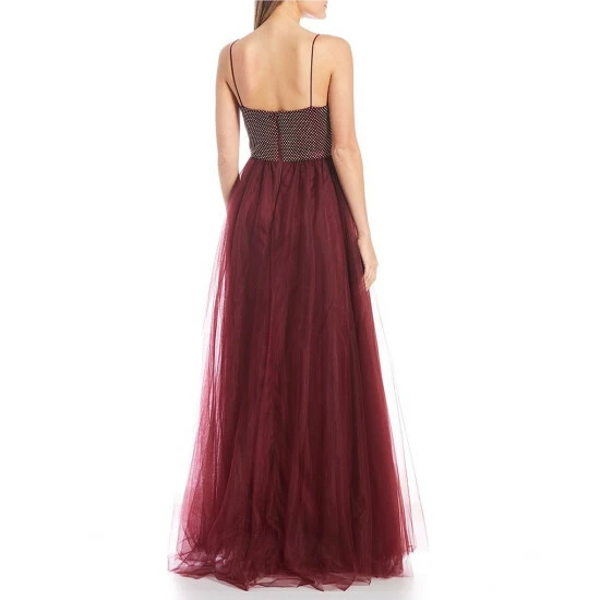 Wholesale ๐ B. Darlin Sleeveless Mini Dot Printed Bra Bodice To Full Tulle ๐ Skirt Ball Gown Burgundy ๐คฉ 4 Wholesale ๐ B. Darlin Sleeveless Mini Dot Printed Bra Bodice To Full Tulle ๐ Skirt Ball Gown Burgundy ๐คฉ - Image 2