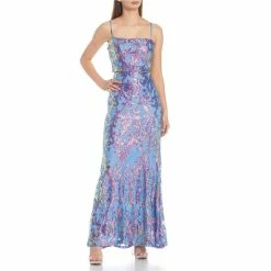 Deals 🧨 B. Darlin Spaghetti-Strap Square-Neck Tie-Back Embroidery Pattern Sequined Mesh Ball Gown Periwinkle/pink 🧨 -B. Darlin shop unnamed file 703