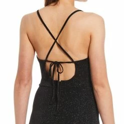 Best Sale 🎁 B. Darlin Sleeveless Cowl Neck Crisscross-Tie-Back Glitter-Knit Sheath 👗 Dress Black 👏 -B. Darlin shop unnamed file 710