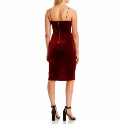 Coupon ⭐ B. Darlin Front Slit Glitter Velvet Midi 👗 Dress Burgundy 👏 -B. Darlin shop unnamed file 730