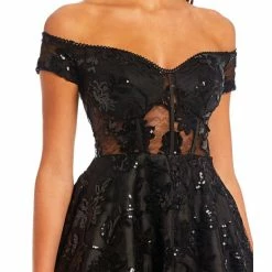 Wholesale 🥰 B. Darlin Off-The-Shoulder Embroidered Corset Party 👗 Dress Black 🤩 -B. Darlin shop unnamed file 735