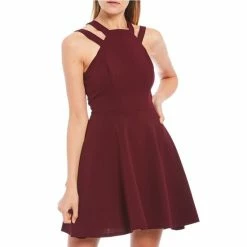 Best reviews of ❤️ B. Darlin Halter Neck Double Strap Crepe Skater 👗 Dress Dark Garnet 🎁 -B. Darlin shop unnamed file 777