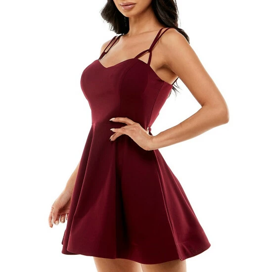 Top 10 🔔 B. Darlin Double Spaghetti Strap Sweetheart Neck Scuba Crepe Flounce 👗 Skirt Skater 👗 Dress Navy 👍 5 Top 10 🔔 B. Darlin Double Spaghetti Strap Sweetheart Neck Scuba Crepe Flounce 👗 Skirt Skater 👗 Dress Navy 👍 - Image 3