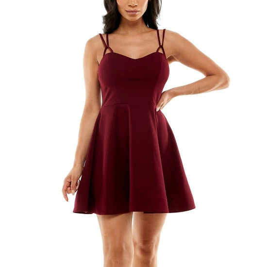 Top 10 🔔 B. Darlin Double Spaghetti Strap Sweetheart Neck Scuba Crepe Flounce 👗 Skirt Skater 👗 Dress Navy 👍 6 Top 10 🔔 B. Darlin Double Spaghetti Strap Sweetheart Neck Scuba Crepe Flounce 👗 Skirt Skater 👗 Dress Navy 👍 - Image 4